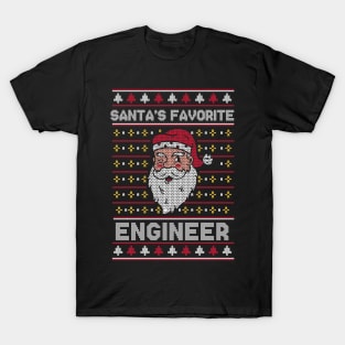 Santa's Favorite Engineer // Funny Ugly Christmas Sweater // Engineer Holiday Xmas T-Shirt